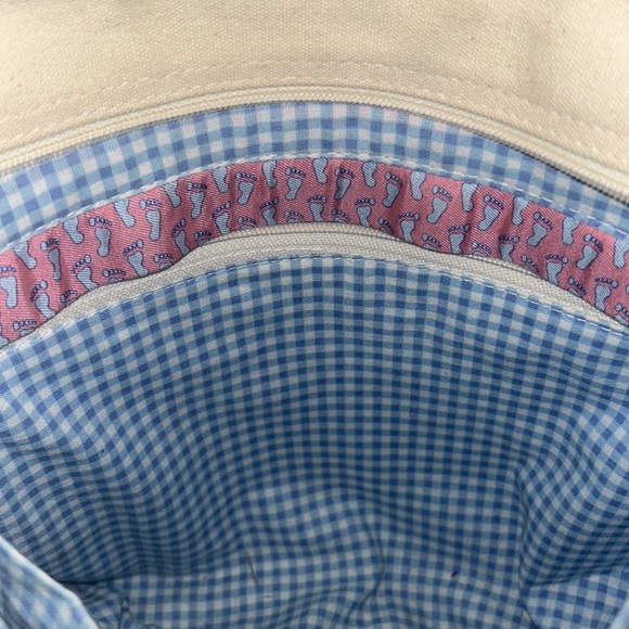 Vineyard Vines Canvas Fabric Whale Sailboat Palm Tree Golf Printed Tote Bag - Picture 11 of 14